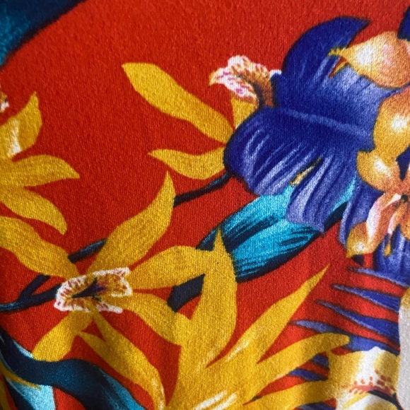 Bobbie Brooks Women’s Large Red Floral Hawaiian Skater A-line Dress Soft - Picture 8 of 11